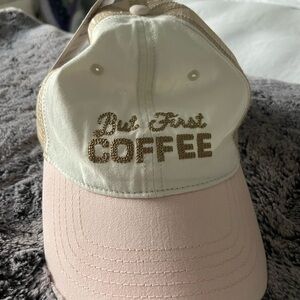 Pink and Cream 'But First Coffee' Cap